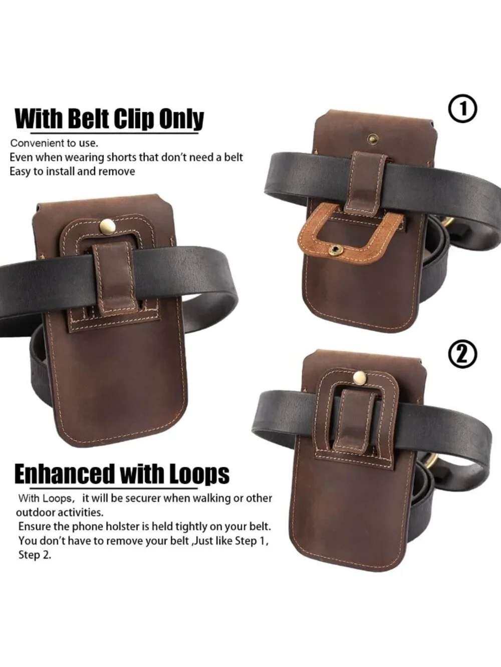 Leather Cell Phone Holster with Belt Clip - Magnetic Closure Pouch for Galaxy